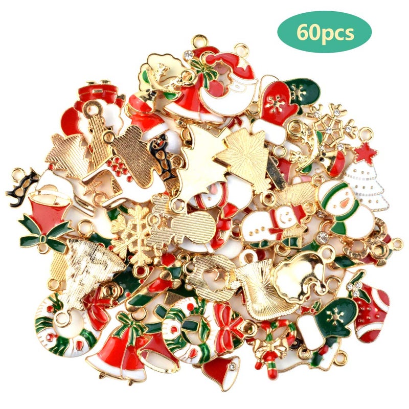 Bskifnn 60pcs Charms for Jewelry Making Christmas DIY Craft Supplies for Necklace Bracelet Making Clothes Earring and More - Image 2